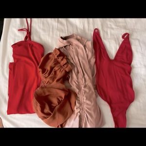2 dresses, leotard, crop top